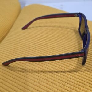 Gucci Blue Sunglasses with Red and Green Stripe Temples